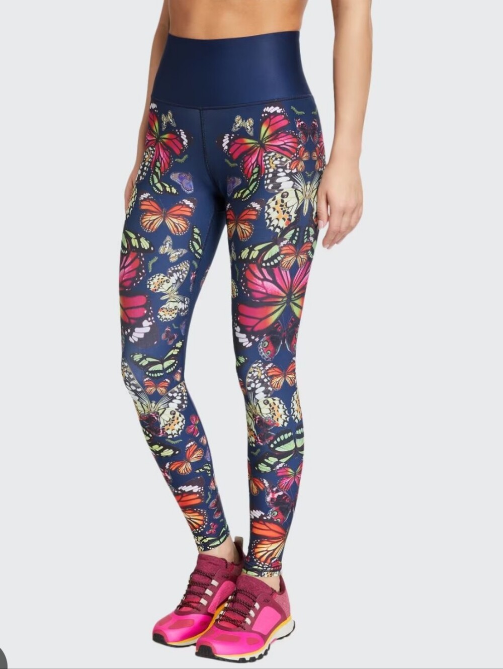 Terez Navy Leggings with Multicolor Butterfly Sides